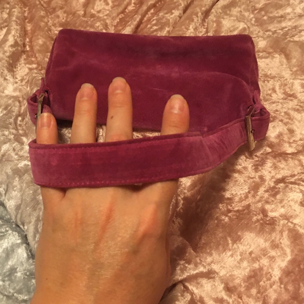 NWOT pink Suede mini BeBe Purse! - Picture 4 of 6